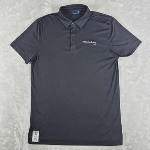 J. Lindeberg Polo Shirt Men's Large Black The Bridge Regular Fit Golf Casual